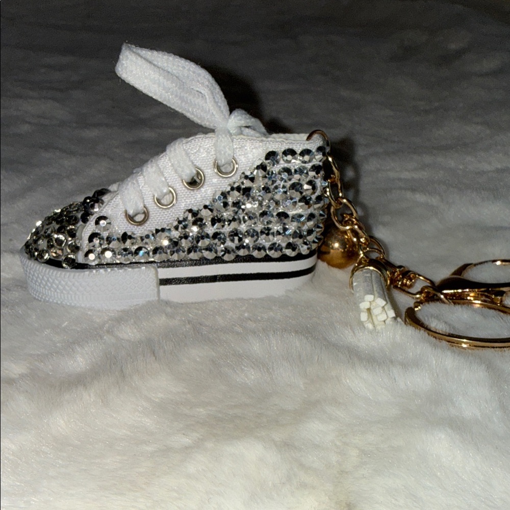 Sparkling Sneaker Keychain with Gold Accents